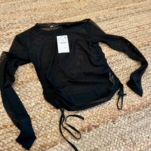 Black Sheer Zara Top SZ L NWT